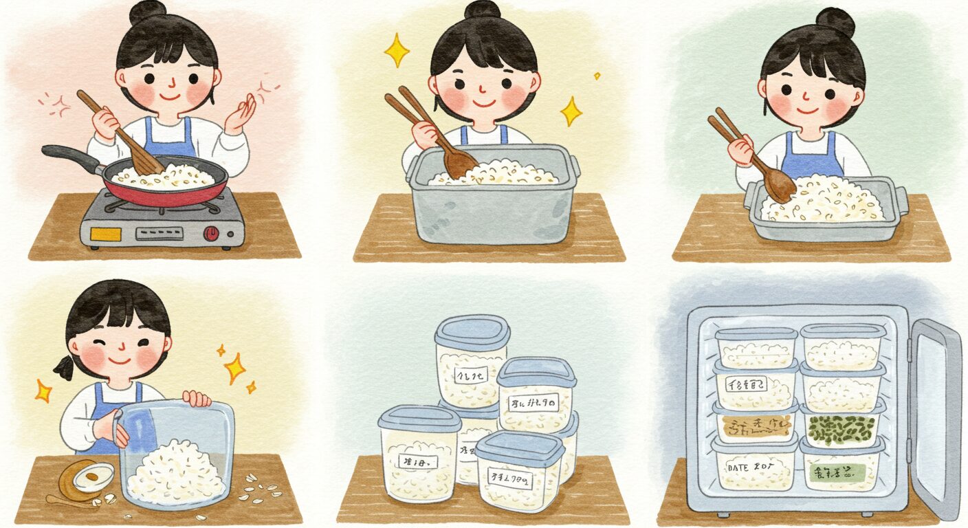 ラップを使ったご飯の冷凍方法で手軽にストック